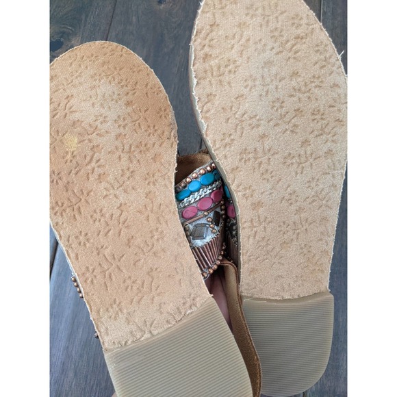 New Diba Tango tan leather beaded sandals buckle size 9 - Picture 6 of 7